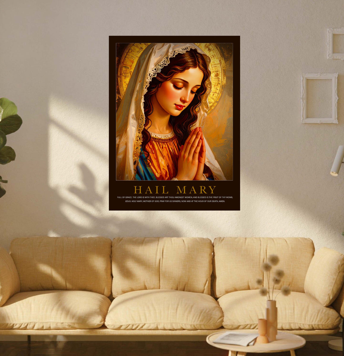 Hail Mary Watercolor Poster, Faith-Based Wall Art, Catholic Art