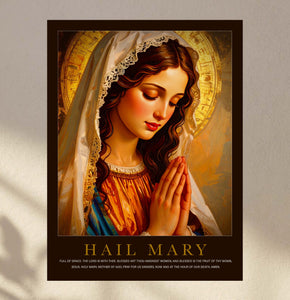 Hail Mary Watercolor Poster, Faith-Based Wall Art, Catholic Art, Spiritual Decor, Home Blessing, Thoughtful Gift for Moments of Reflection