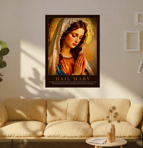 Hail Mary Watercolor Poster, Faith-Based Wall Art, Catholic Art, Spiritual Decor, Home Blessing, Thoughtful Gift for Moments of Reflection
